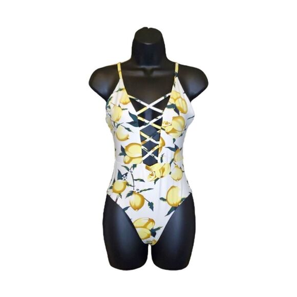 Dippin' Daisy's Lemon Print One Piece Swin Suit Size S - Picture 1 of 4